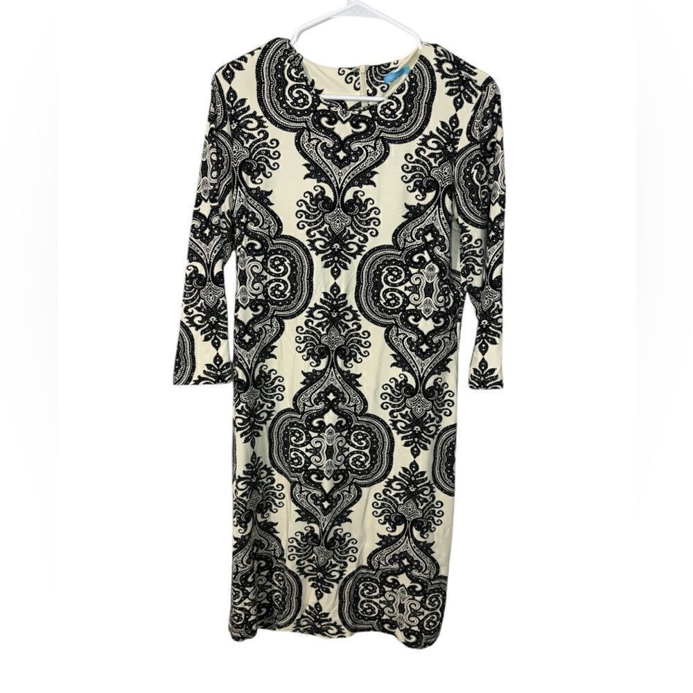 J. McLaughlin Sophia Printed Sheath Dress Stretch 3/4 Sleeve